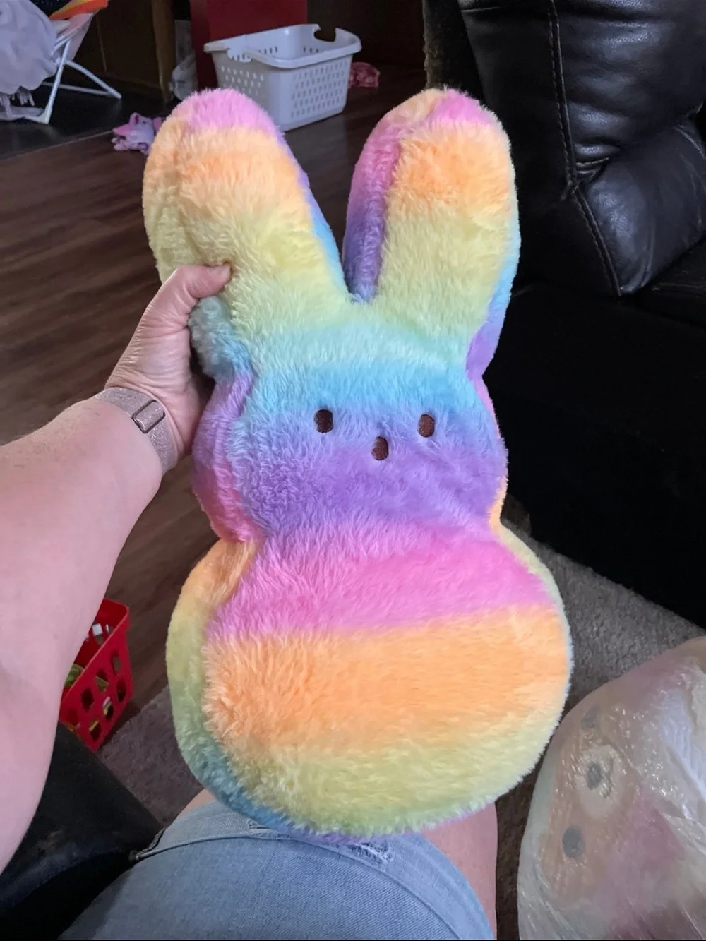 Rainbow Pastel Bunny Plush Stuffed Animal - Soft Multicolor Comfort